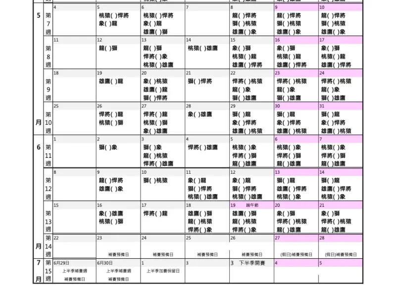 2026中華職棒5-6月賽程